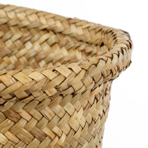 GloboStar® Artificial Garden CECILIA 20342 Διακοσμητικό Ψάθινο Καλάθι – Κασπώ Γλάστρα – Flower Pot Μπεζ Φ24cm x Υ24cm
