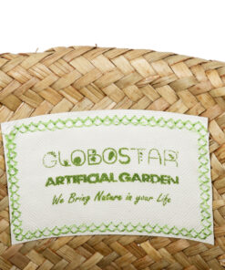 GloboStar® Artificial Garden CECILIA 20342 Διακοσμητικό Ψάθινο Καλάθι – Κασπώ Γλάστρα – Flower Pot Μπεζ Φ24cm x Υ24cm