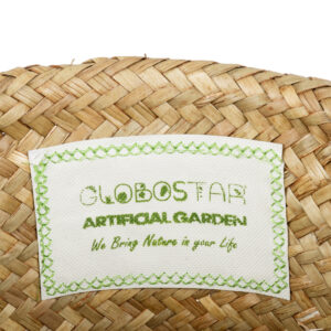GloboStar® Artificial Garden CECILIA 20342 Διακοσμητικό Ψάθινο Καλάθι – Κασπώ Γλάστρα – Flower Pot Μπεζ Φ24cm x Υ24cm