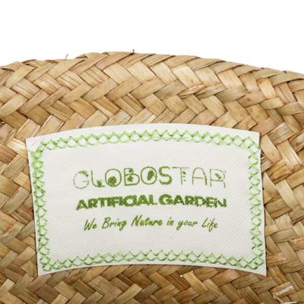 GloboStar® Artificial Garden CECILIA 20342 Διακοσμητικό Ψάθινο Καλάθι – Κασπώ Γλάστρα – Flower Pot Μπεζ Φ24cm x Υ24cm