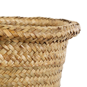 GloboStar® Artificial Garden CECILIA 20343 Διακοσμητικό Ψάθινο Καλάθι – Κασπώ Γλάστρα – Flower Pot Μπεζ Φ26cm x Υ26cm