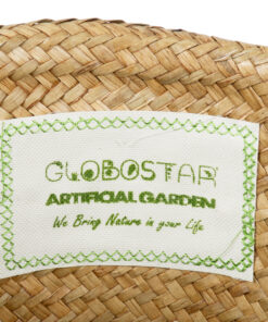 GloboStar® Artificial Garden CECILIA 20343 Διακοσμητικό Ψάθινο Καλάθι – Κασπώ Γλάστρα – Flower Pot Μπεζ Φ26cm x Υ26cm