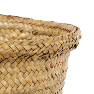 GloboStar® Artificial Garden CECILIA 20344 Διακοσμητικό Ψάθινο Καλάθι – Κασπώ Γλάστρα – Flower Pot Μπεζ Φ30cm x Υ30cm