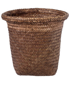 GloboStar® Artificial Garden SKIATHOS 20345 Διακοσμητικό Ψάθινο Καλάθι – Κασπώ Γλάστρα – Flower Pot Καφέ Φ24cm x Υ24cm