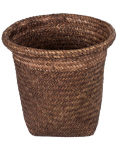 GloboStar® Artificial Garden SKIATHOS 20345 Διακοσμητικό Ψάθινο Καλάθι – Κασπώ Γλάστρα – Flower Pot Καφέ Φ24cm x Υ24cm
