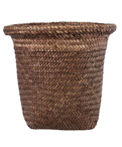 GloboStar® Artificial Garden SKIATHOS 20345 Διακοσμητικό Ψάθινο Καλάθι – Κασπώ Γλάστρα – Flower Pot Καφέ Φ24cm x Υ24cm