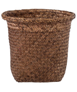 GloboStar® Artificial Garden SKIATHOS 20346 Διακοσμητικό Ψάθινο Καλάθι – Κασπώ Γλάστρα – Flower Pot Καφέ Φ26cm x Υ26cm