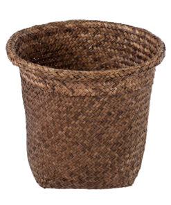 GloboStar® Artificial Garden SKIATHOS 20346 Διακοσμητικό Ψάθινο Καλάθι – Κασπώ Γλάστρα – Flower Pot Καφέ Φ26cm x Υ26cm