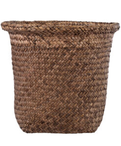 GloboStar® Artificial Garden SKIATHOS 20346 Διακοσμητικό Ψάθινο Καλάθι – Κασπώ Γλάστρα – Flower Pot Καφέ Φ26cm x Υ26cm