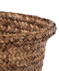 GloboStar® Artificial Garden SKIATHOS 20346 Διακοσμητικό Ψάθινο Καλάθι – Κασπώ Γλάστρα – Flower Pot Καφέ Φ26cm x Υ26cm