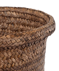 GloboStar® Artificial Garden SKIATHOS 20347 Διακοσμητικό Ψάθινο Καλάθι – Κασπώ Γλάστρα – Flower Pot Καφέ Φ30cm x Υ30cm