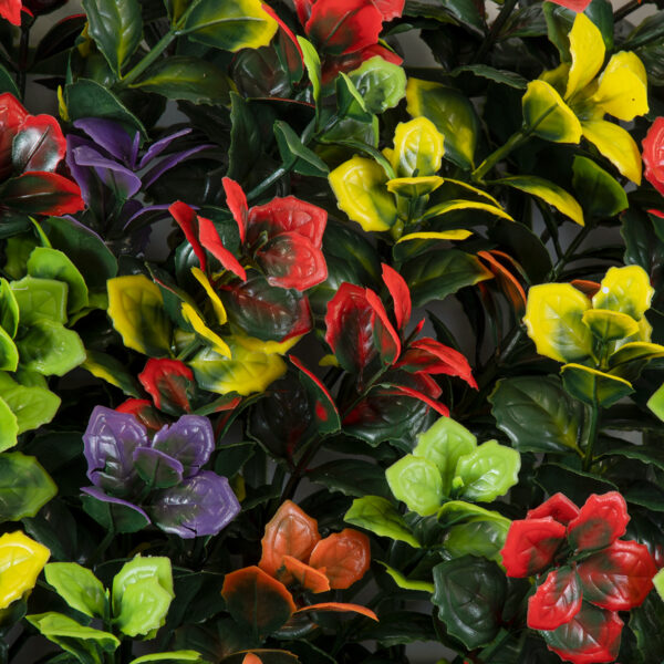GloboStar® Artificial Garden FICUS GINSENG 20348 Τεχνητό Διακοσμητικό Πάνελ Φυλλωσιάς – Κάθετος Κήπος σύνθεση Πολύχρωμος Φίκος Τζίνσενγκ Μ50 x Π50 x Υ9cm