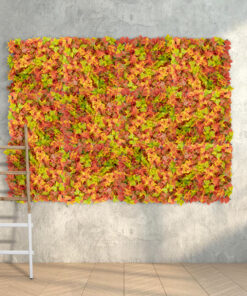 GloboStar® Artificial Garden AUTUMN MAPLE 20349 Τεχνητό Διακοσμητικό Πάνελ Φυλλωσιάς – Κάθετος Κήπος σύνθεση Φθινοπωρινός Σφένδαμος Μ50 x Π50 x Υ10cm
