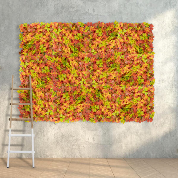 GloboStar® Artificial Garden AUTUMN MAPLE 20349 Τεχνητό Διακοσμητικό Πάνελ Φυλλωσιάς – Κάθετος Κήπος σύνθεση Φθινοπωρινός Σφένδαμος Μ50 x Π50 x Υ10cm