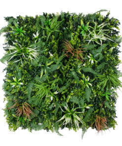 GloboStar® Artificial Garden JUNGLE FERN 20351 Τεχνητό Διακοσμητικό Πάνελ Φυλλωσιάς – Κάθετος Κήπος σύνθεση Ζούγκλα Φτέρης Μ100 x Π100 x Υ20cm