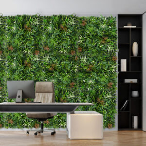 GloboStar® Artificial Garden JUNGLE FERN 20351 Τεχνητό Διακοσμητικό Πάνελ Φυλλωσιάς – Κάθετος Κήπος σύνθεση Ζούγκλα Φτέρης Μ100 x Π100 x Υ20cm