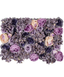 GloboStar® Artificial Garden ROSES STORY 20352 Τεχνητό Διακοσμητικό Πάνελ Λουλουδιών – Κάθετος Κήπος σύνθεση Μωβ & Ροζ Τριαντάφυλλα Μ40 x Π60 x Υ8cm