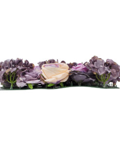 GloboStar® Artificial Garden ROSES STORY 20352 Τεχνητό Διακοσμητικό Πάνελ Λουλουδιών – Κάθετος Κήπος σύνθεση Μωβ & Ροζ Τριαντάφυλλα Μ40 x Π60 x Υ8cm