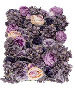 GloboStar® Artificial Garden ROSES STORY 20352 Τεχνητό Διακοσμητικό Πάνελ Λουλουδιών – Κάθετος Κήπος σύνθεση Μωβ & Ροζ Τριαντάφυλλα Μ40 x Π60 x Υ8cm