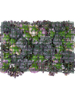 GloboStar® Artificial Garden ROSES STORY 20352 Τεχνητό Διακοσμητικό Πάνελ Λουλουδιών – Κάθετος Κήπος σύνθεση Μωβ & Ροζ Τριαντάφυλλα Μ40 x Π60 x Υ8cm