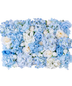 GloboStar® Artificial Garden ROSES STORY 20353 Τεχνητό Διακοσμητικό Πάνελ Λουλουδιών – Κάθετος Κήπος σύνθεση Μπλε & Μπεζ Τριαντάφυλλα Μ40 x Π60 x Υ10cm