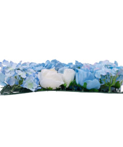 GloboStar® Artificial Garden ROSES STORY 20353 Τεχνητό Διακοσμητικό Πάνελ Λουλουδιών – Κάθετος Κήπος σύνθεση Μπλε & Μπεζ Τριαντάφυλλα Μ40 x Π60 x Υ10cm