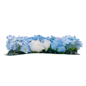 GloboStar® Artificial Garden ROSES STORY 20353 Τεχνητό Διακοσμητικό Πάνελ Λουλουδιών – Κάθετος Κήπος σύνθεση Μπλε & Μπεζ Τριαντάφυλλα Μ40 x Π60 x Υ10cm