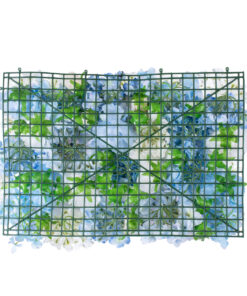 GloboStar® Artificial Garden ROSES STORY 20353 Τεχνητό Διακοσμητικό Πάνελ Λουλουδιών – Κάθετος Κήπος σύνθεση Μπλε & Μπεζ Τριαντάφυλλα Μ40 x Π60 x Υ10cm