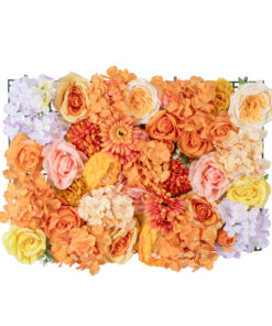 GloboStar® Artificial Garden ROSES STORY 20354 Τεχνητό Διακοσμητικό Πάνελ Λουλουδιών – Κάθετος Κήπος σύνθεση Πορτοκαλί & Ροζ Τριαντάφυλλα Μ40 x Π60 x Υ12cm