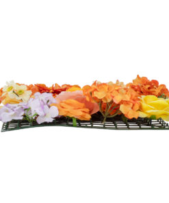 GloboStar® Artificial Garden ROSES STORY 20354 Τεχνητό Διακοσμητικό Πάνελ Λουλουδιών – Κάθετος Κήπος σύνθεση Πορτοκαλί & Ροζ Τριαντάφυλλα Μ40 x Π60 x Υ12cm