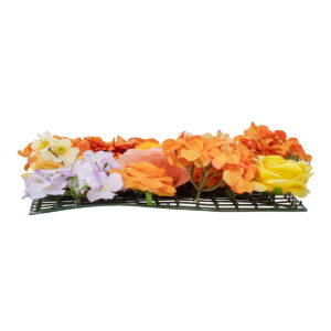GloboStar® Artificial Garden ROSES STORY 20354 Τεχνητό Διακοσμητικό Πάνελ Λουλουδιών – Κάθετος Κήπος σύνθεση Πορτοκαλί & Ροζ Τριαντάφυλλα Μ40 x Π60 x Υ12cm