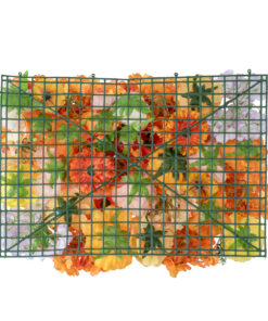 GloboStar® Artificial Garden ROSES STORY 20354 Τεχνητό Διακοσμητικό Πάνελ Λουλουδιών – Κάθετος Κήπος σύνθεση Πορτοκαλί & Ροζ Τριαντάφυλλα Μ40 x Π60 x Υ12cm