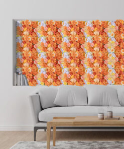 GloboStar® Artificial Garden ROSES STORY 20354 Τεχνητό Διακοσμητικό Πάνελ Λουλουδιών – Κάθετος Κήπος σύνθεση Πορτοκαλί & Ροζ Τριαντάφυλλα Μ40 x Π60 x Υ12cm