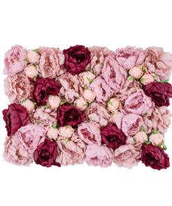 GloboStar® Artificial Garden ROSES STORY 20355 Τεχνητό Διακοσμητικό Πάνελ Λουλουδιών – Κάθετος Κήπος σύνθεση Ροζ & Βυσσινί Τριαντάφυλλα Μ40 x Π60 x Υ8cm