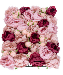 GloboStar® Artificial Garden ROSES STORY 20355 Τεχνητό Διακοσμητικό Πάνελ Λουλουδιών – Κάθετος Κήπος σύνθεση Ροζ & Βυσσινί Τριαντάφυλλα Μ40 x Π60 x Υ8cm