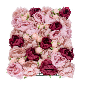 GloboStar® Artificial Garden ROSES STORY 20355 Τεχνητό Διακοσμητικό Πάνελ Λουλουδιών – Κάθετος Κήπος σύνθεση Ροζ & Βυσσινί Τριαντάφυλλα Μ40 x Π60 x Υ8cm