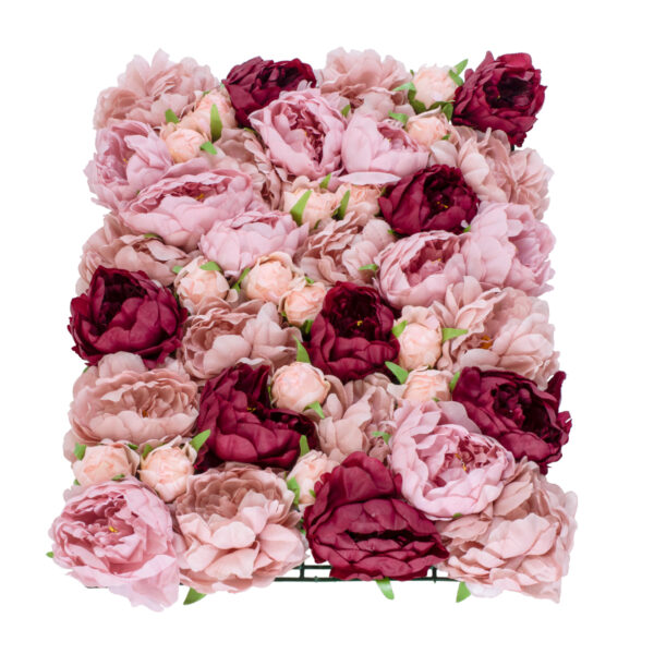 GloboStar® Artificial Garden ROSES STORY 20355 Τεχνητό Διακοσμητικό Πάνελ Λουλουδιών – Κάθετος Κήπος σύνθεση Ροζ & Βυσσινί Τριαντάφυλλα Μ40 x Π60 x Υ8cm