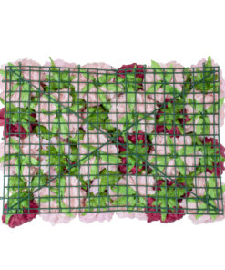 GloboStar® Artificial Garden ROSES STORY 20355 Τεχνητό Διακοσμητικό Πάνελ Λουλουδιών – Κάθετος Κήπος σύνθεση Ροζ & Βυσσινί Τριαντάφυλλα Μ40 x Π60 x Υ8cm