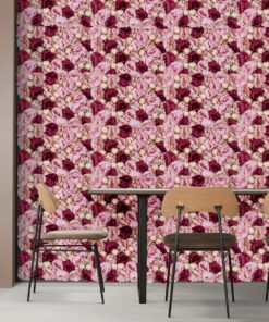 GloboStar® Artificial Garden ROSES STORY 20355 Τεχνητό Διακοσμητικό Πάνελ Λουλουδιών – Κάθετος Κήπος σύνθεση Ροζ & Βυσσινί Τριαντάφυλλα Μ40 x Π60 x Υ8cm