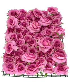 GloboStar® Artificial Garden ROSES STORY 20357 Τεχνητό Διακοσμητικό Πάνελ Λουλουδιών – Κάθετος Κήπος σύνθεση Βυσσινί Τριαντάφυλλα Μ40 x Π60 x Υ15cm