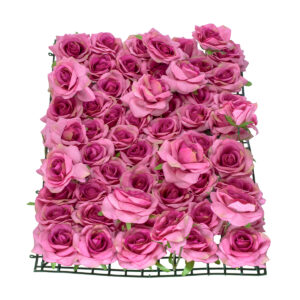 GloboStar® Artificial Garden ROSES STORY 20357 Τεχνητό Διακοσμητικό Πάνελ Λουλουδιών – Κάθετος Κήπος σύνθεση Βυσσινί Τριαντάφυλλα Μ40 x Π60 x Υ15cm