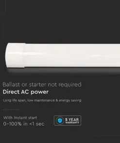 LED Πρισματικό Γραμμικό Φωτιστικό 60cm 15W V-TAC PRO 2250lm 120° Θερμό 3000K – 20359