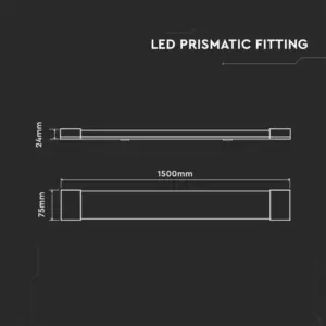 LED Πρισματικό Γραμμικό Φωτιστικό 150cm 38W V-TAC PRO  5900lm 120° Θερμό 3000K – 20365