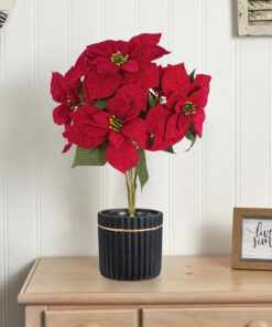 GloboStar® Artificial Garden CHRISTMASS FLOWER EUPHORBIA 20365 Τεχνητό Διακοσμητικό Χριστουγεννιάτικο Λουλούδι Αλεξανδρινό Υ49cm