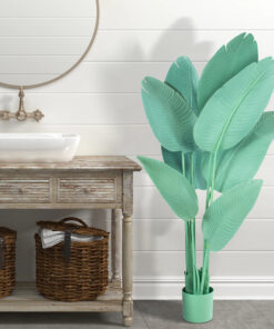 GloboStar® Artificial Garden TURQUOISE STRELITZIA 20368 Τεχνητό Διακοσμητικό Φυτό Τιρκουάζ Στερλίτσια Υ120cm