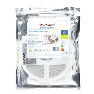 LED Ταινία 7.2W V-TAC Dimmable 600lm/m Αδιάβροχη IP65 Φυσικό Λευκό 4000K 5 Μέτρα – 212044