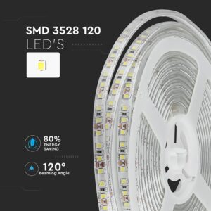 LED Ταινία 7.2W V-TAC Dimmable 600lm/m Αδιάβροχη IP65 Φυσικό Λευκό 4000K 5 Μέτρα – 212044