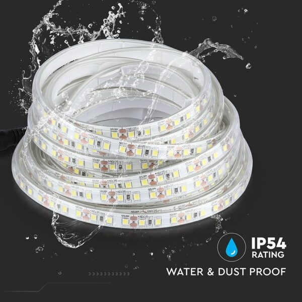 LED Ταινία 7.2W V-TAC Dimmable 600lm/m Αδιάβροχη IP65 Φυσικό Λευκό 4000K 5 Μέτρα – 212044