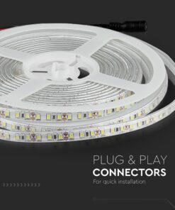 LED Ταινία 7.2W V-TAC Dimmable 600lm/m Αδιάβροχη IP65 Φυσικό Λευκό 4000K 5 Μέτρα – 212044