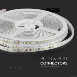 LED Ταινία 7.2W V-TAC Dimmable 600lm/m Αδιάβροχη IP65 Φυσικό Λευκό 4000K 5 Μέτρα – 212044